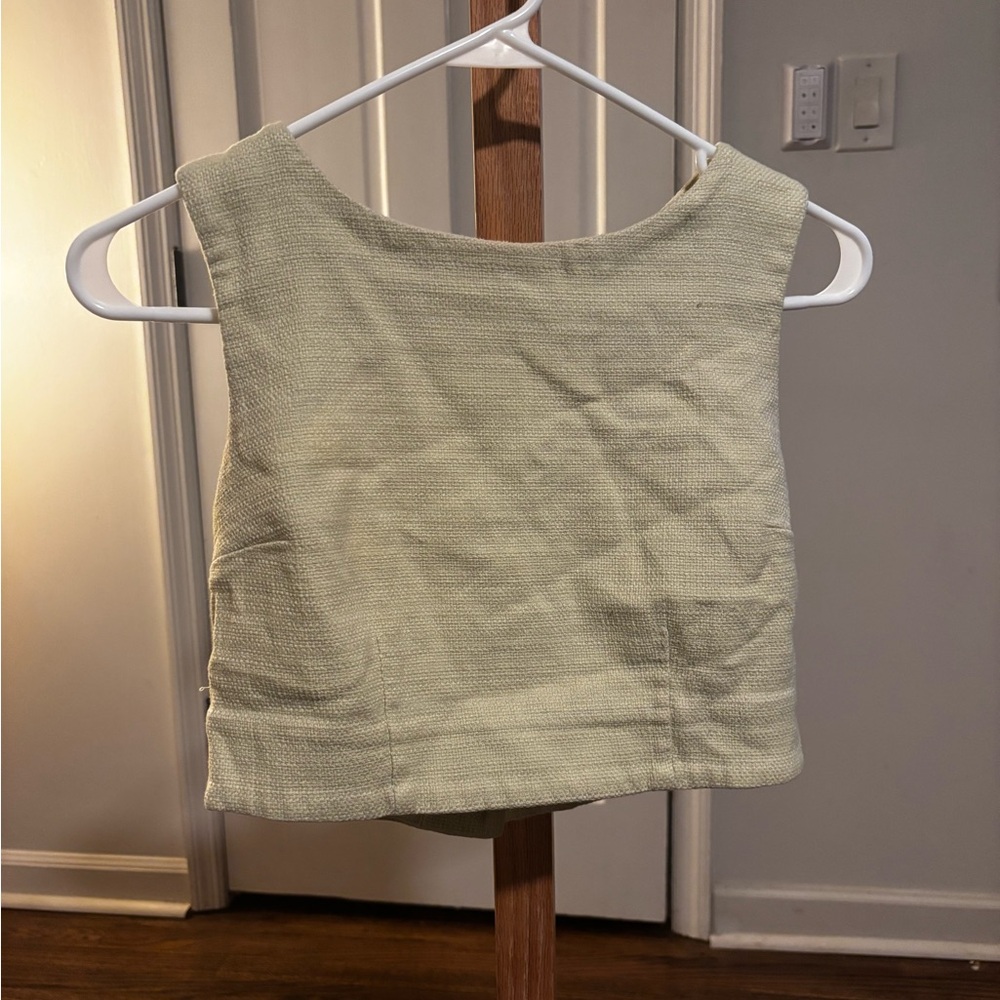 Forever 21 Cream Textured Crop Top